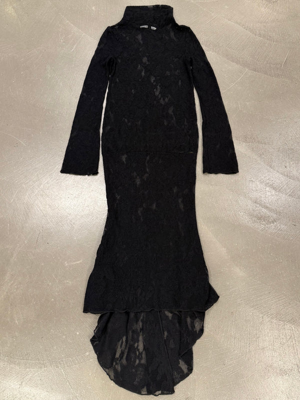 2000s Roberto Cavalli black lace mermaid dress