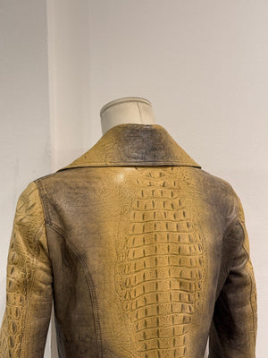 A/W2000 Roberto Cavalli crocodile embossed cropped leather jacket