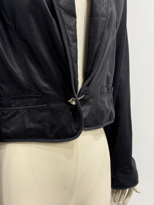 1980s Gianni Versace suspended shoulders cropped leather jacket