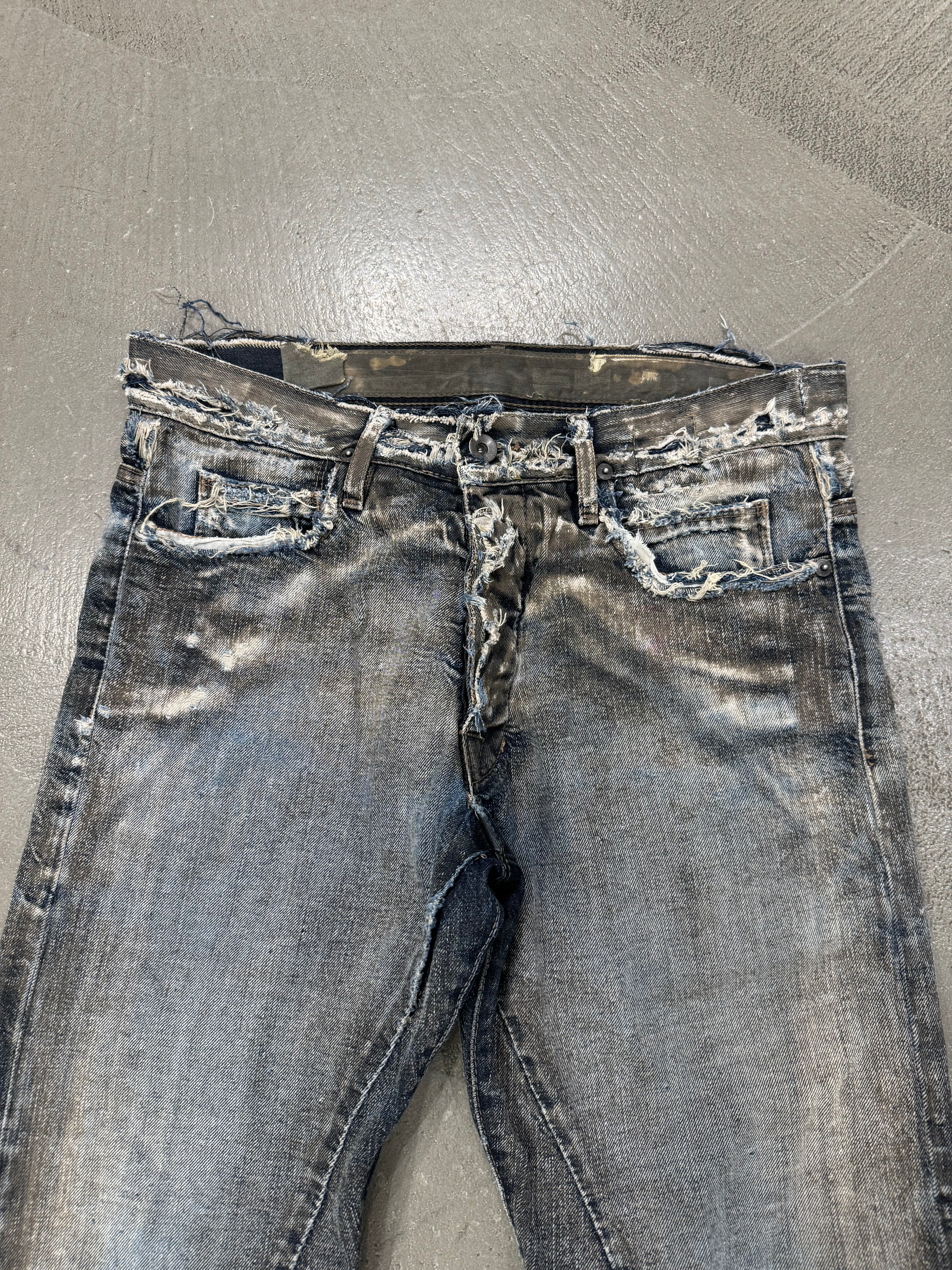 2009 Rick Owens Olmar and Mirta distressed dust denim