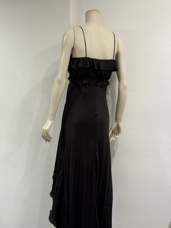 2000s Roberto Cavalli silk ruffled high-low evening dress