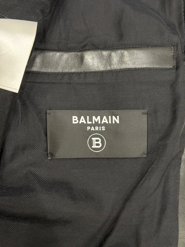2022 Balmain distressed leather biker jacket
