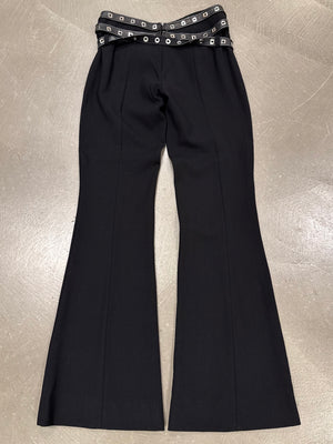 2000s Gianni Versace belted triple waist bondage wool pants