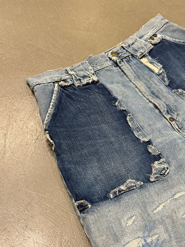 2010s Kapital distressed patchwork denim shorts