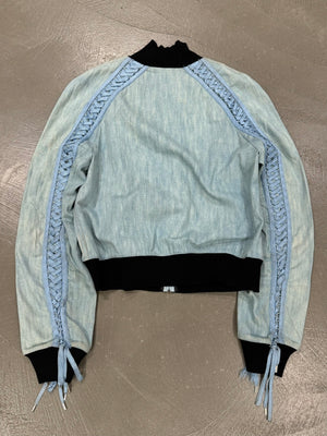 2002 Christian Dior by John Galliano lace-up denim bomber jacket