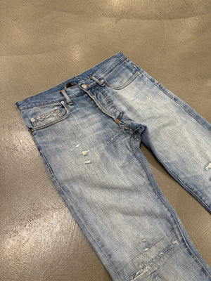 2000s Dior by Hedi Slimane skinny distressed repaired jeans
