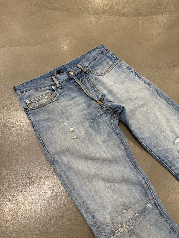 2000s Dior by Hedi Slimane skinny distressed repaired jeans