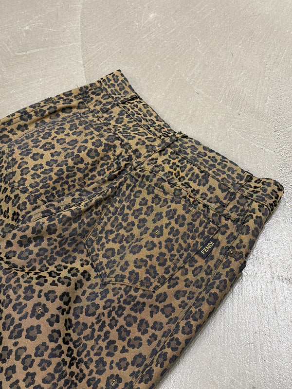 2000s Fendi straight pants with leopard print