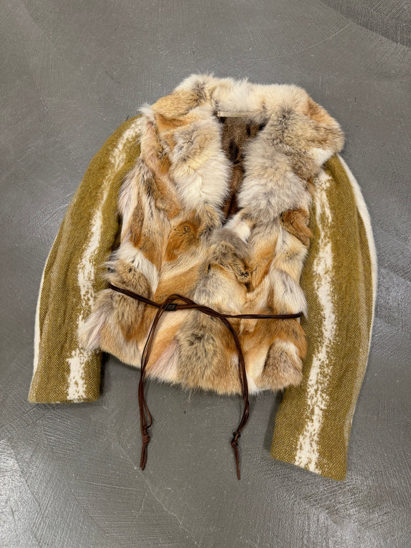 2000s Roberto Cavalli coyote fur hybrid jacket