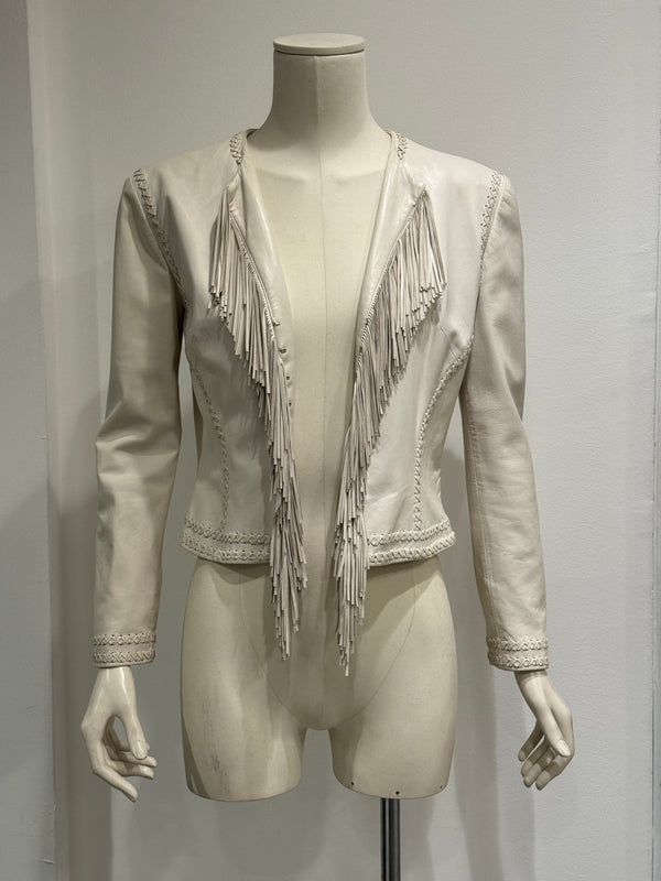 S/S2002 Gianni Versace runway fringe leather jacket