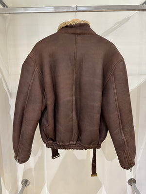 1980s Giorgio Armani oversized double zipper shearling jacket