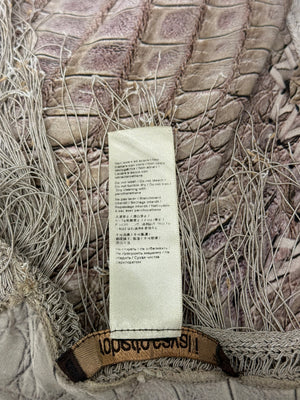 S/S2011 Roberto Cavalli crocodile print fringe halter mini dress
