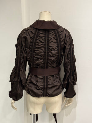 A/W2002 Yves Saint Laurent by Tom Ford ruched velvet jacket with bow belt