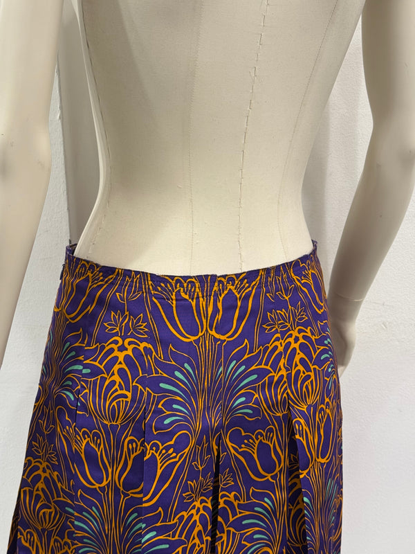 2000s Prada brocade pleated midi skirt