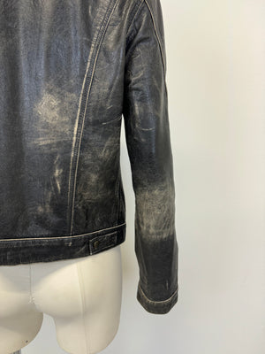 2000s Roberto Cavalli washed faded leather jacket
