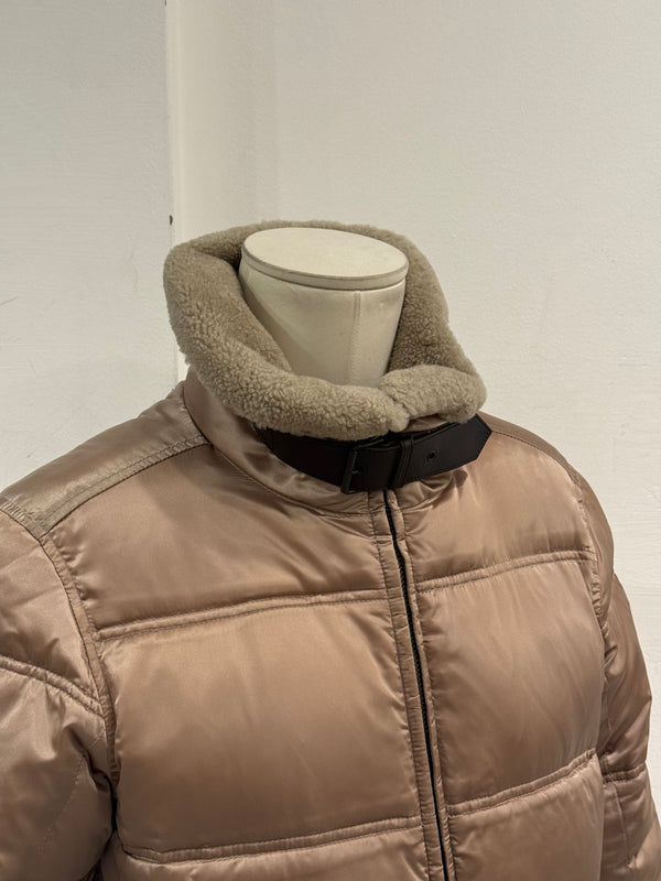 2000s Prada shearling-collar puffer jacket