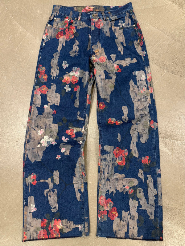 S/S2001 Gucci by Tom Ford floral hand painted jeans