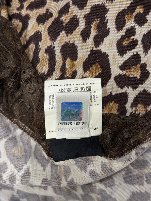 2000s Dolce & Gabbana leopard one shoulder top