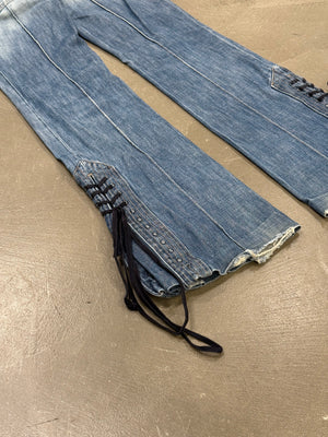 2000s Alexander McQueen low rise lace-up jeans