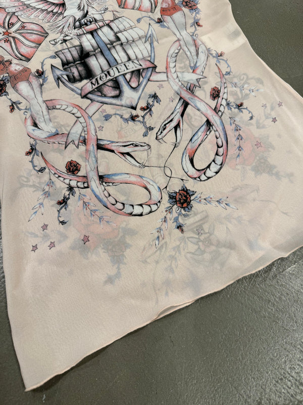 S/S 2003 Alexander McQueen tattoo mesh top