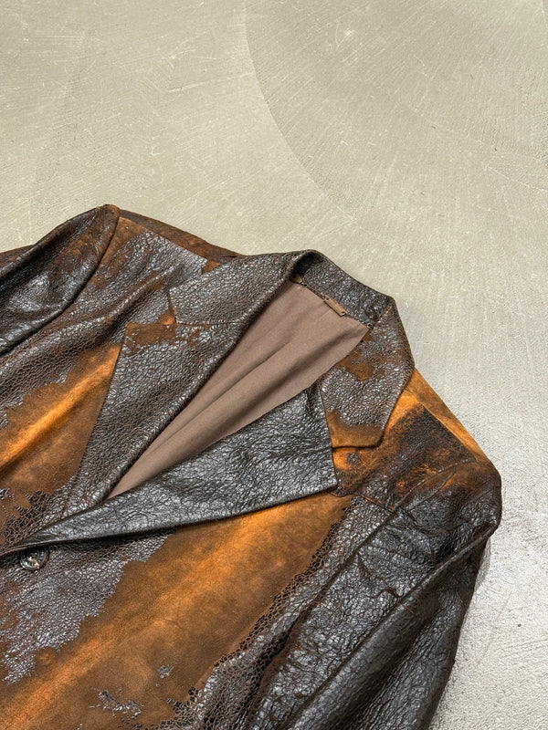 A/W2000 Roberto Cavalli artisanal eroded leather blazer