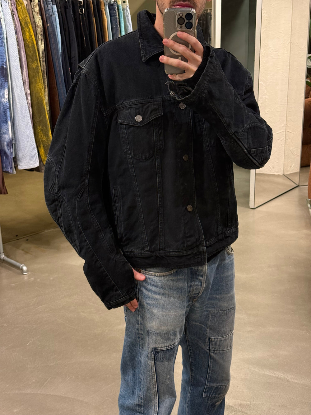 A/W2019 Balenciaga by Demna padded biker denim jacket