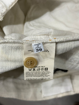 A/W2004 Maison Margiela white raw edge straight-leg pants