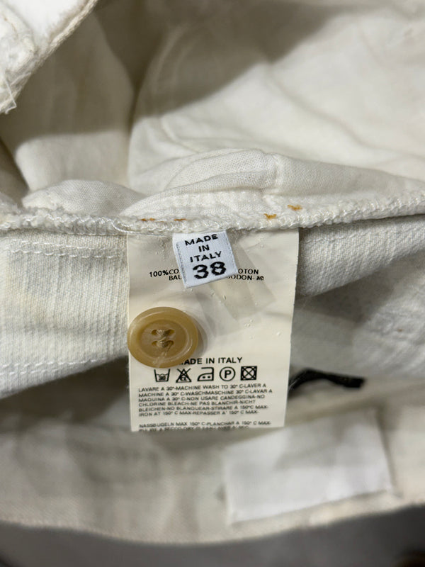 A/W2004 Maison Margiela white raw edge straight-leg pants