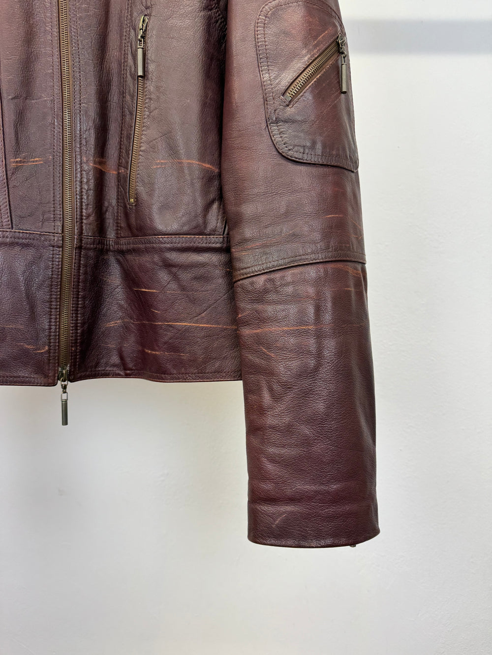 2004 Roberto Cavalli faded zipper leather jacket