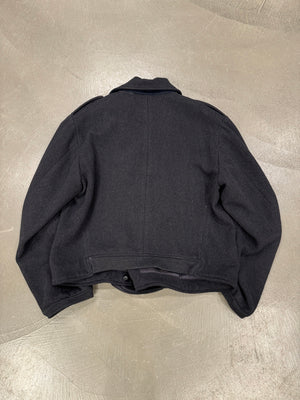 1990s Emporio Armani double breasted zipper military wool jacket