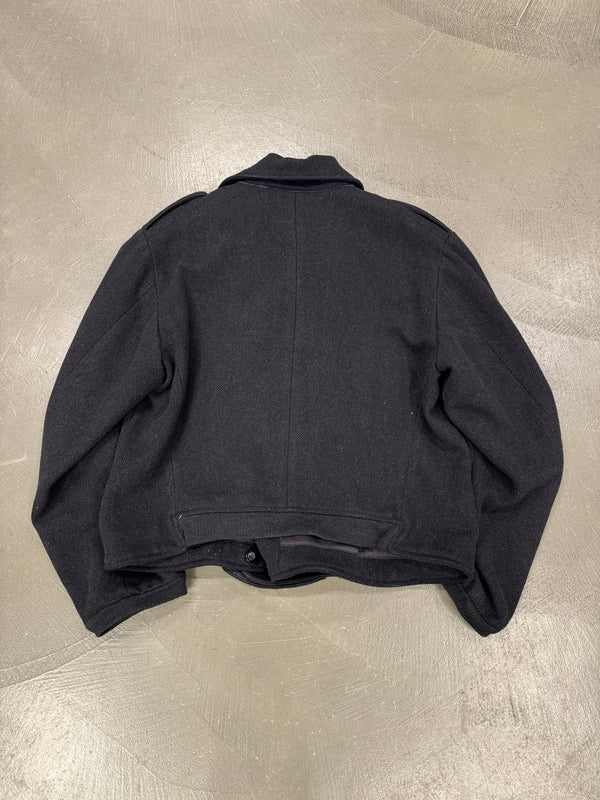 1990s Emporio Armani double breasted zipper military wool jacket