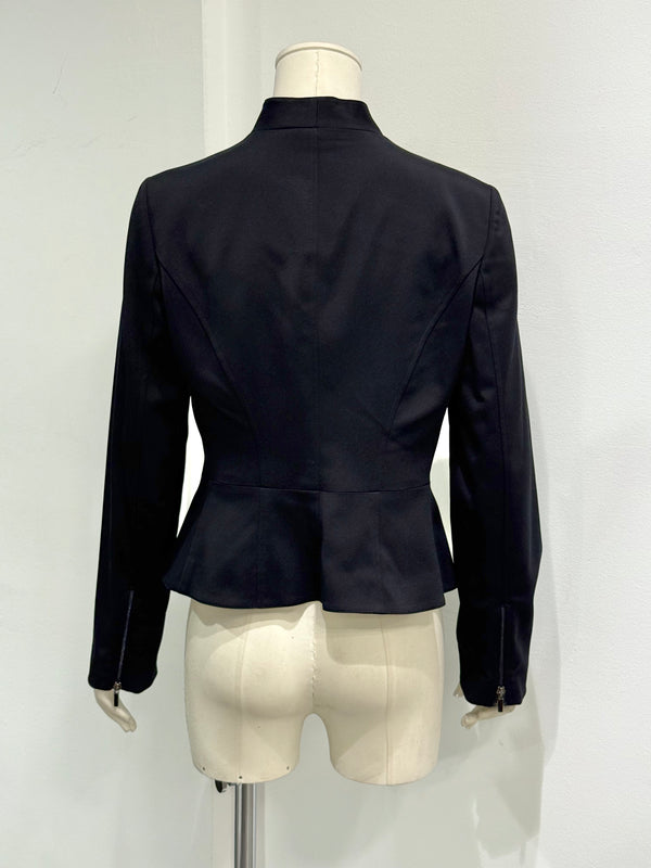 2003 Emporio Armani curved plunge neckline peplum jacket