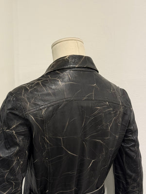 2000s Plein Sud dyed effect distressed leather jacket