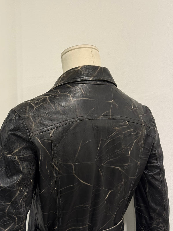 2000s Plein Sud dyed effect distressed leather jacket