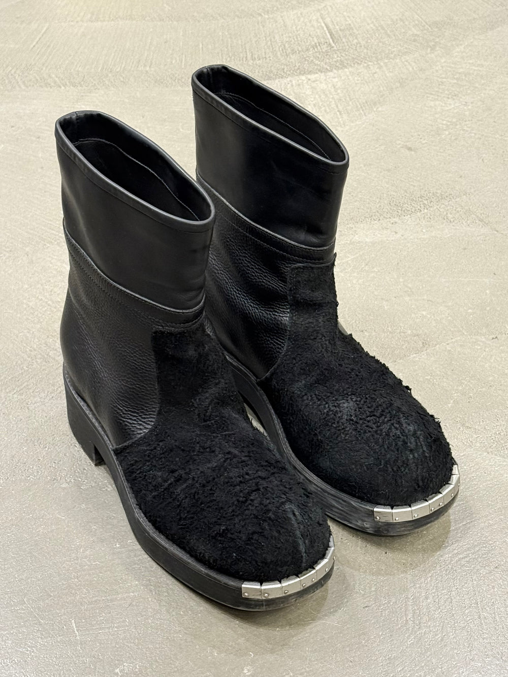 2023 Maison Margiela mixed-leather square-toe boots
