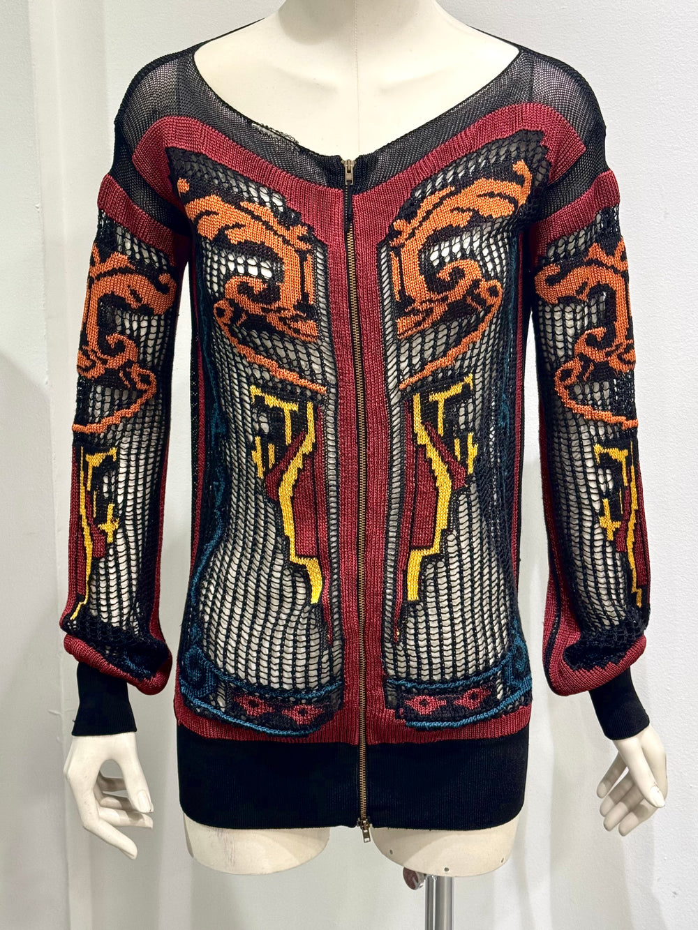 A/W2007 Jean Paul Gaultier intarsia crochet knitted cardigan