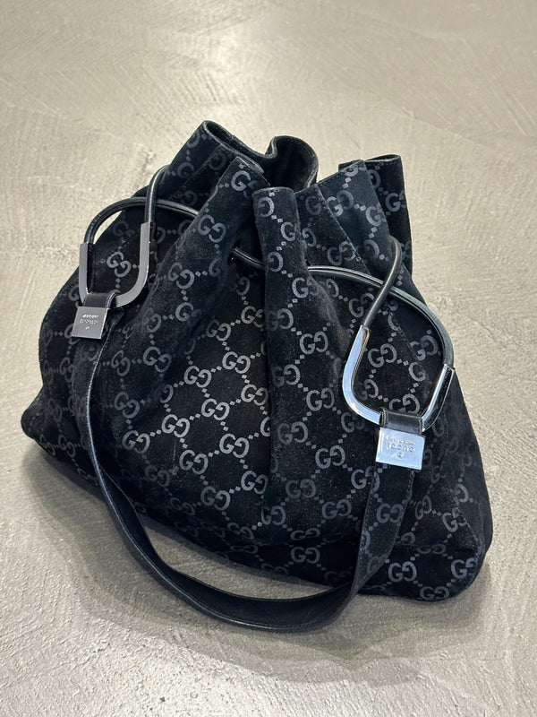 F/W1997 Gucci by Tom Ford monogram suede hobo bag