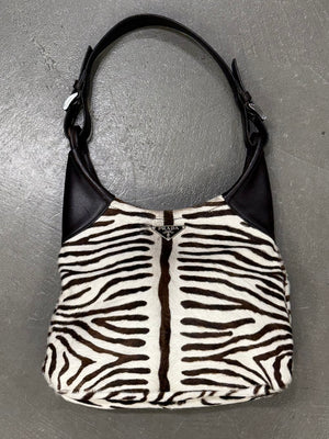 2000s Prada zebra pony hair bag