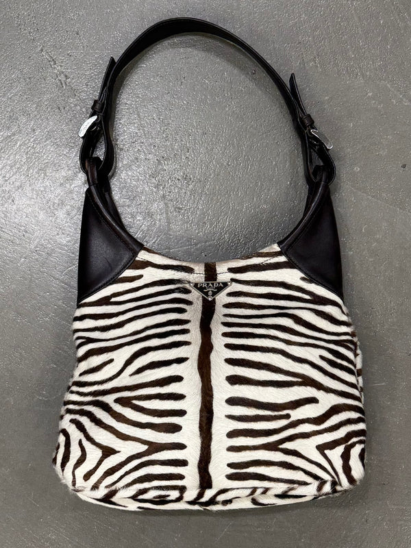 2000s Prada zebra pony hair bag