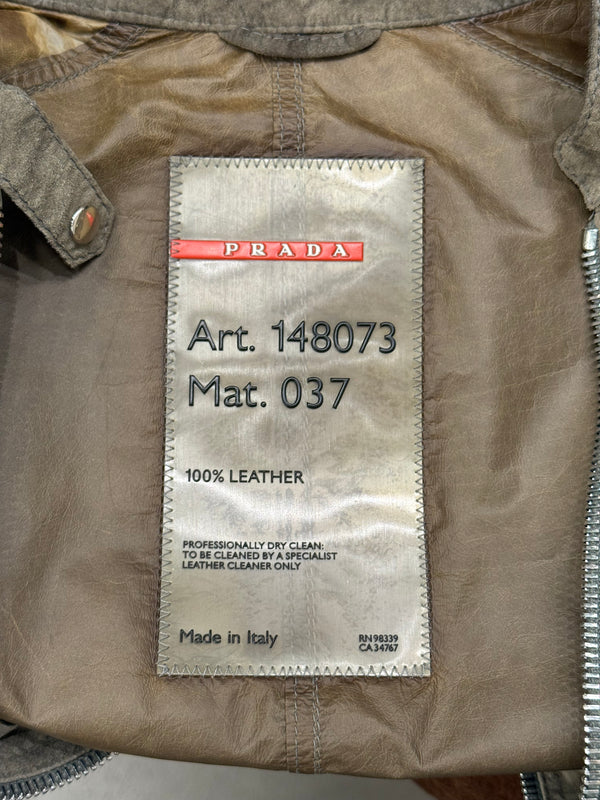 2000s Prada moto lace leather jacket