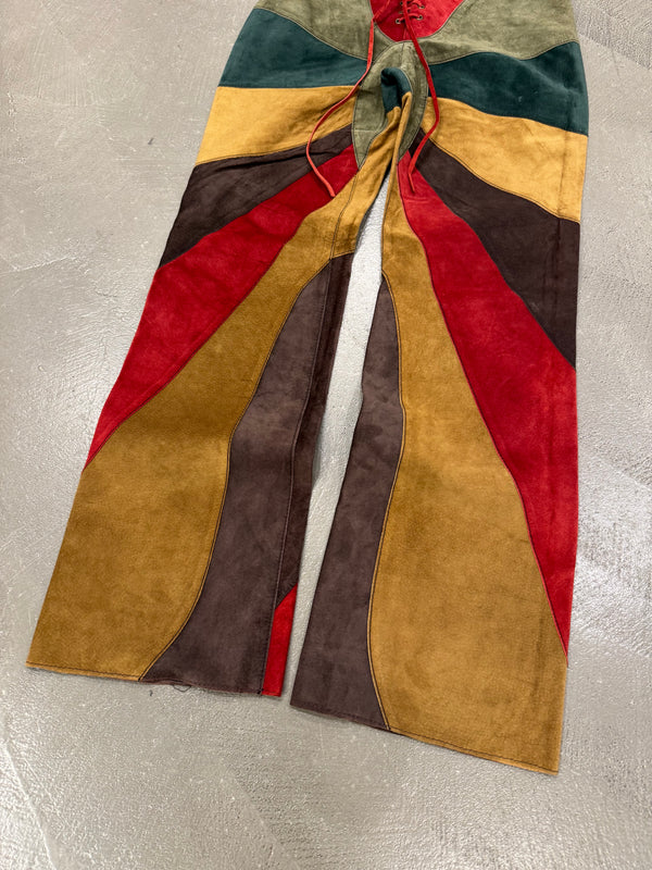 F/W 2002 Dolce & Gabbana butterfly suede patchwork pants