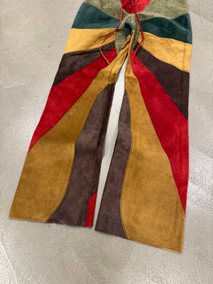 F/W 2002 Dolce & Gabbana butterfly suede patchwork pants