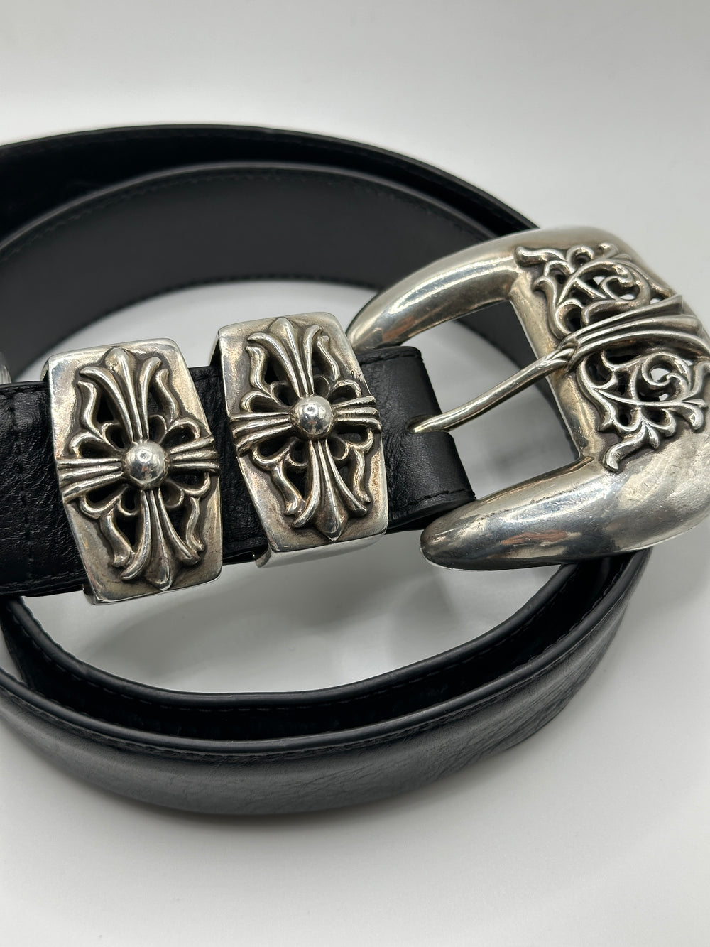 Chrome Hearts 4-piece western 925 silver leather belt