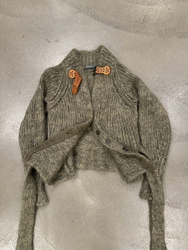 2000s Alexander McQueen mohair belted cardigan knit