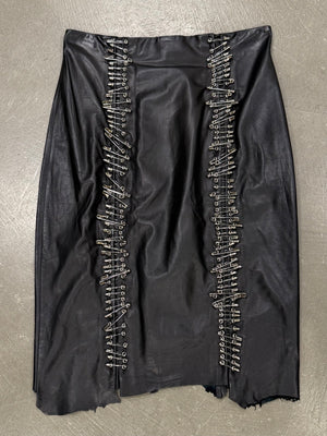 S/S2011 Balmain by Christopher Decarnin safety pin leather skirt