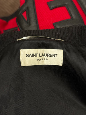 2017 Saint Laurent "Heaven" leather panel wool teddy jacket