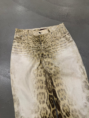 2000s Roberto Cavalli Leopard faded denim
