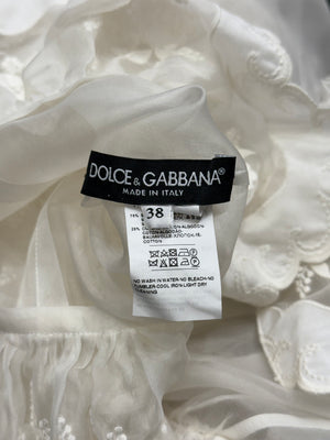 2020s Dolce & Gabbana Sheer ribbon-tie corset blouse shirt