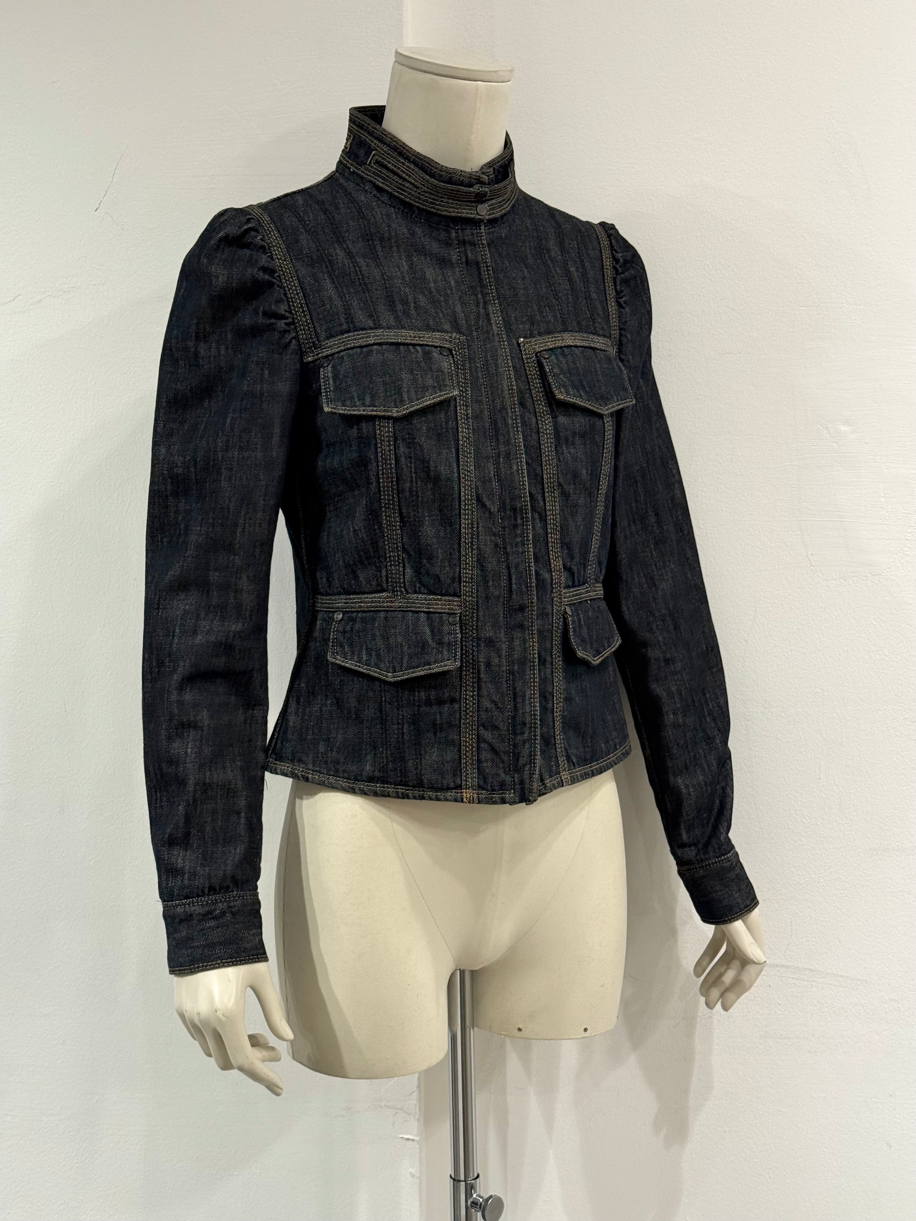 2002 Gucci by Tom Ford military officer denim jacket