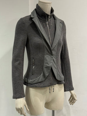 2000s Brunello Cucinelli layered wool zip blazer